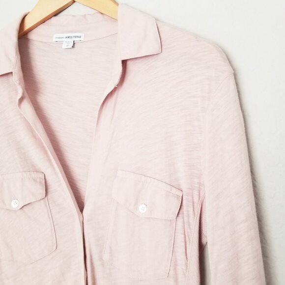 James Perse Sheer Slub Side Panel Shirt Pale Ballerina Pink Size M $185 WUA3042 - Picture 10 of 16
